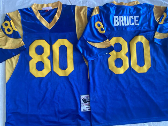 Men's Blue Los Angeles Rams #80 Isaac Bruce Throwback Stitched Jersey